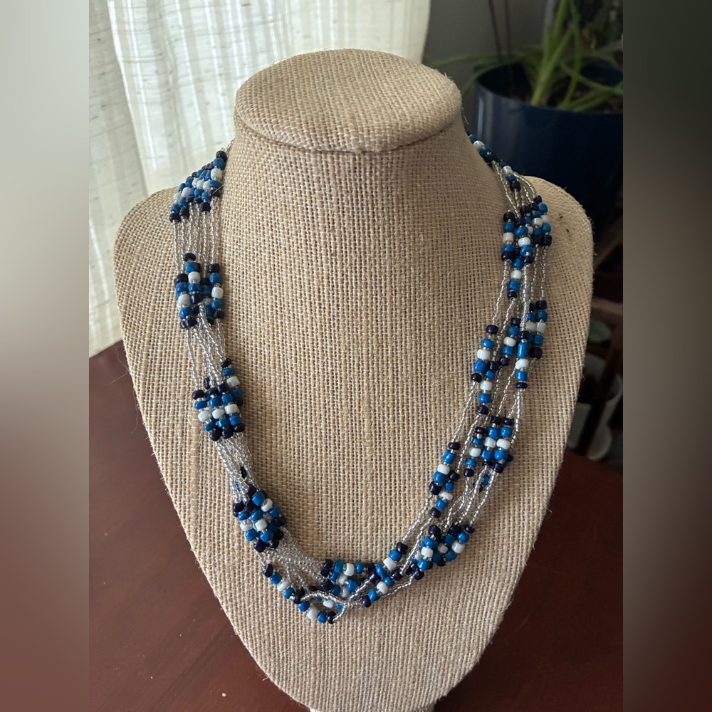 BOGO Handcrafted Blue Bead Multi-Strand Necklace